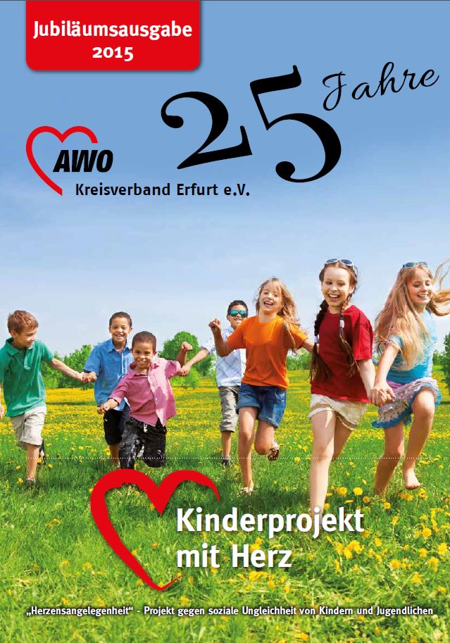 Deckblatt der Jubiläumsbroschüre mit rennenden Kindern